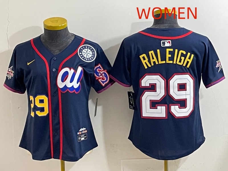 Women 2025 Seattle Mariners 29 Raleigh dark Blue All star Nike MLB Jersey style 001